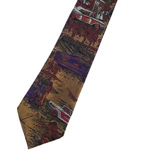 Bugatchi "Scenes from 1950s" Graphic 100% Silk Tie